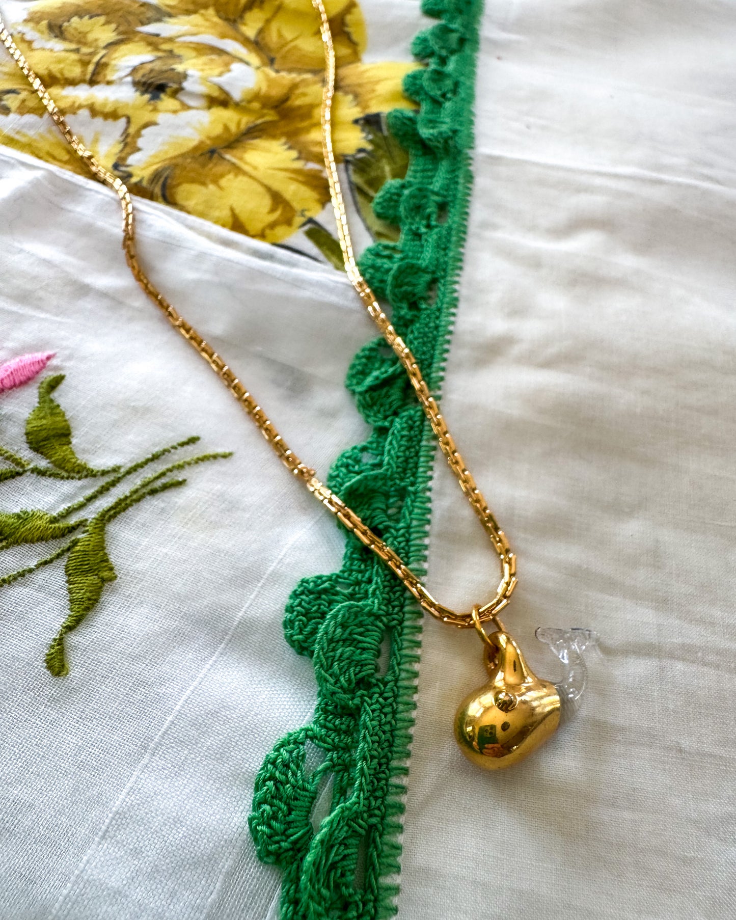 Vintage Goldtone and Lucite Whale Necklace