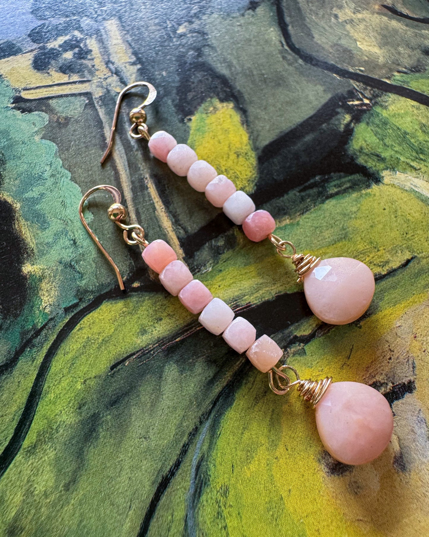 Pink Opal Drop Earrings