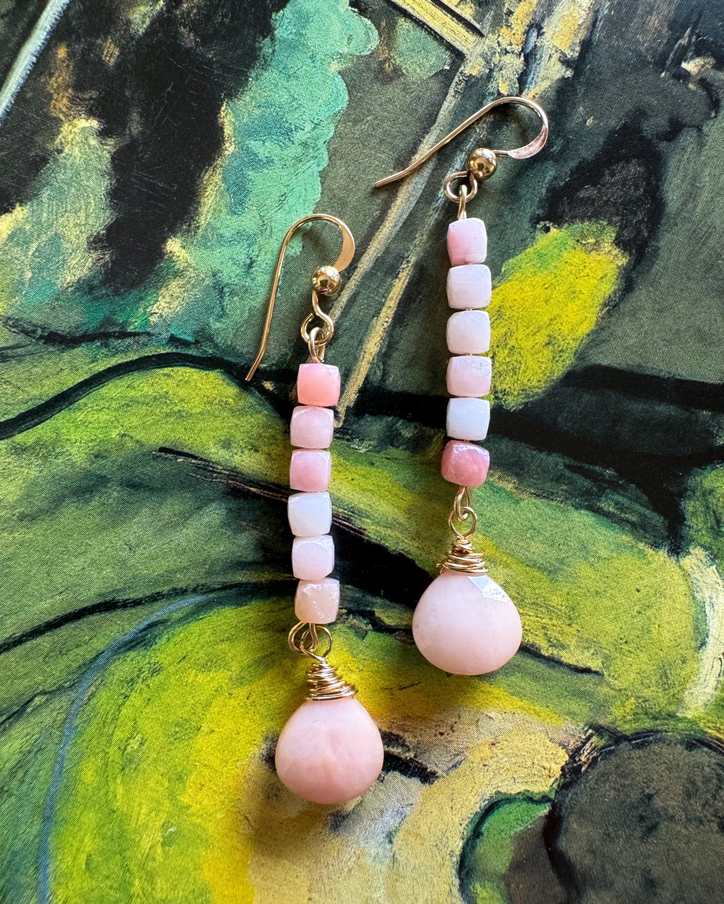 Pink Opal Drop Earrings