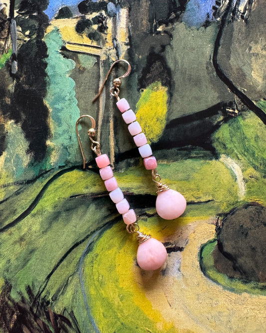 Pink Opal Drop Earrings