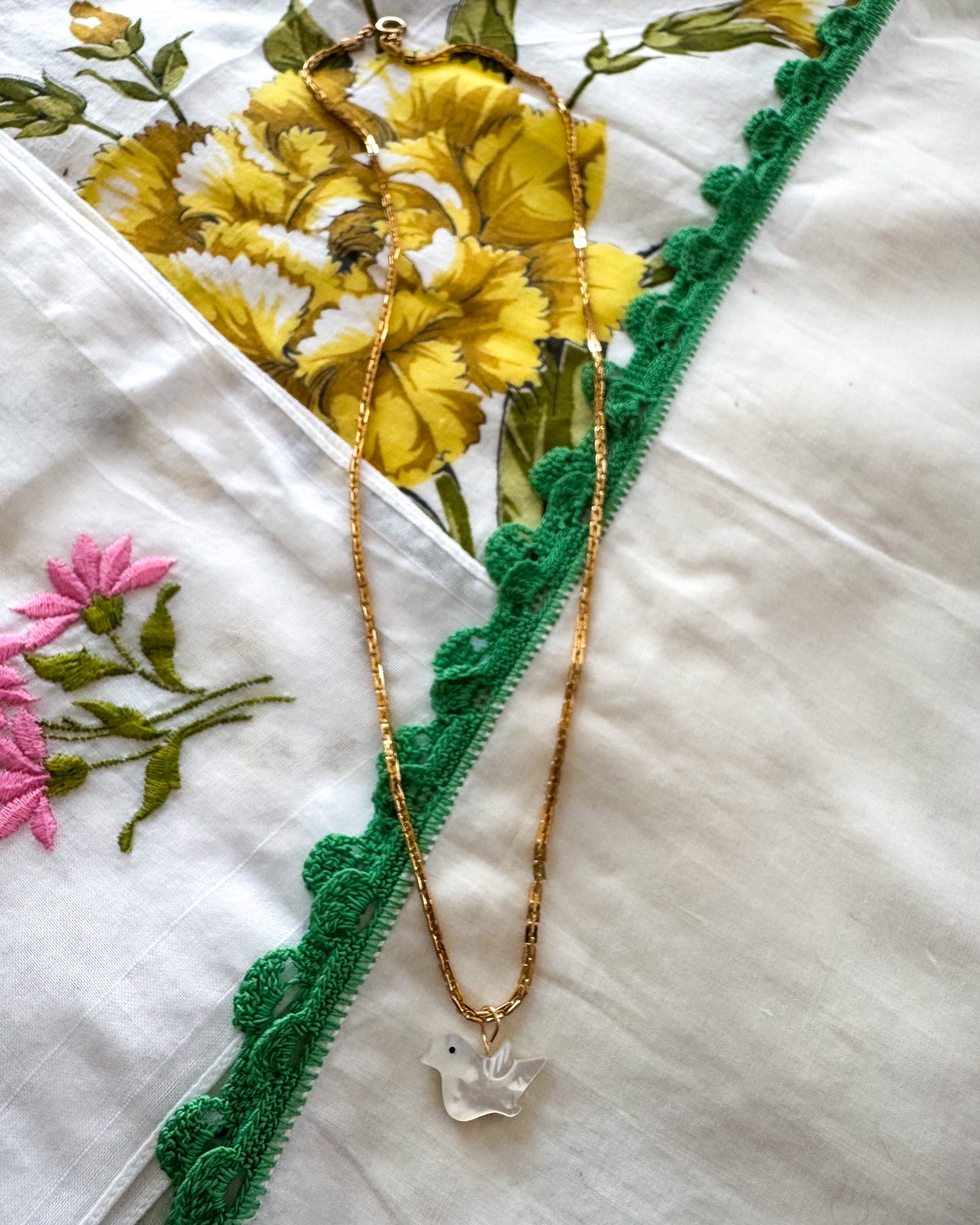 Vintage Mother of Pearl Bird Necklace