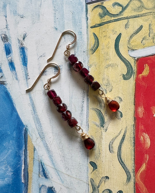 Garnet Drop Earrings